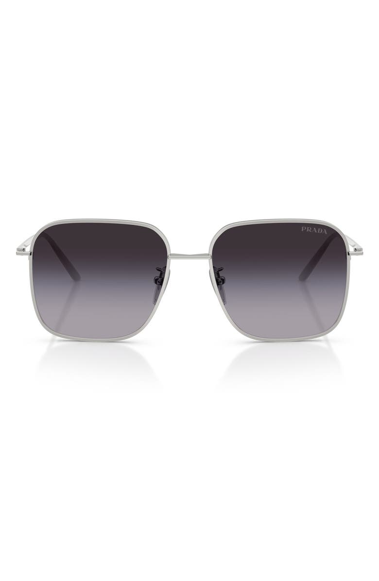 Prada 57mm Square Sunglasses, Main, color, Silver / Grey Gradient