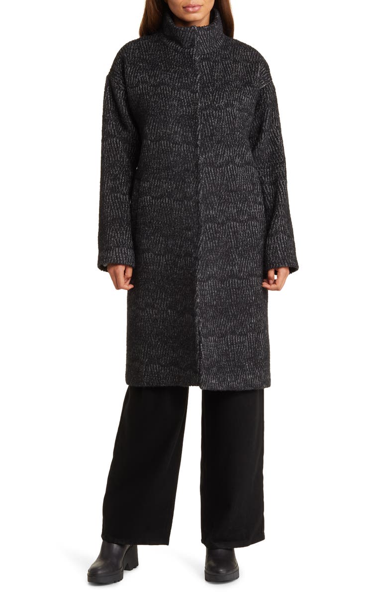 Eileen Fisher Stand Collar Alpaca Blend Coat, Main, color, 