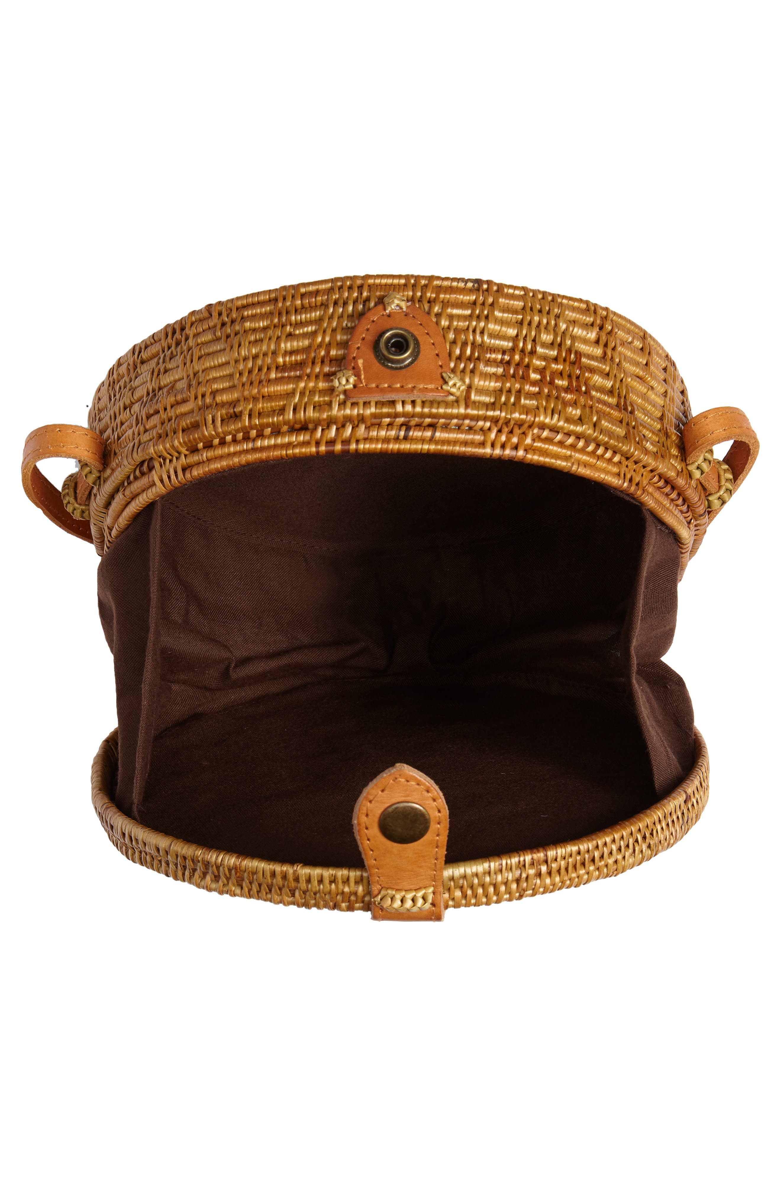Street Level Woven Rattan Circle Basket Crossbody, Alternate, color, 
