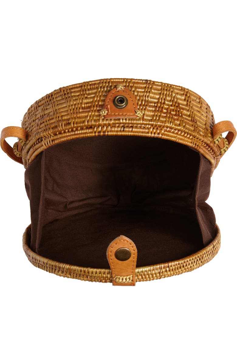 Street Level Woven Rattan Circle Basket Crossbody, Alternate, color,