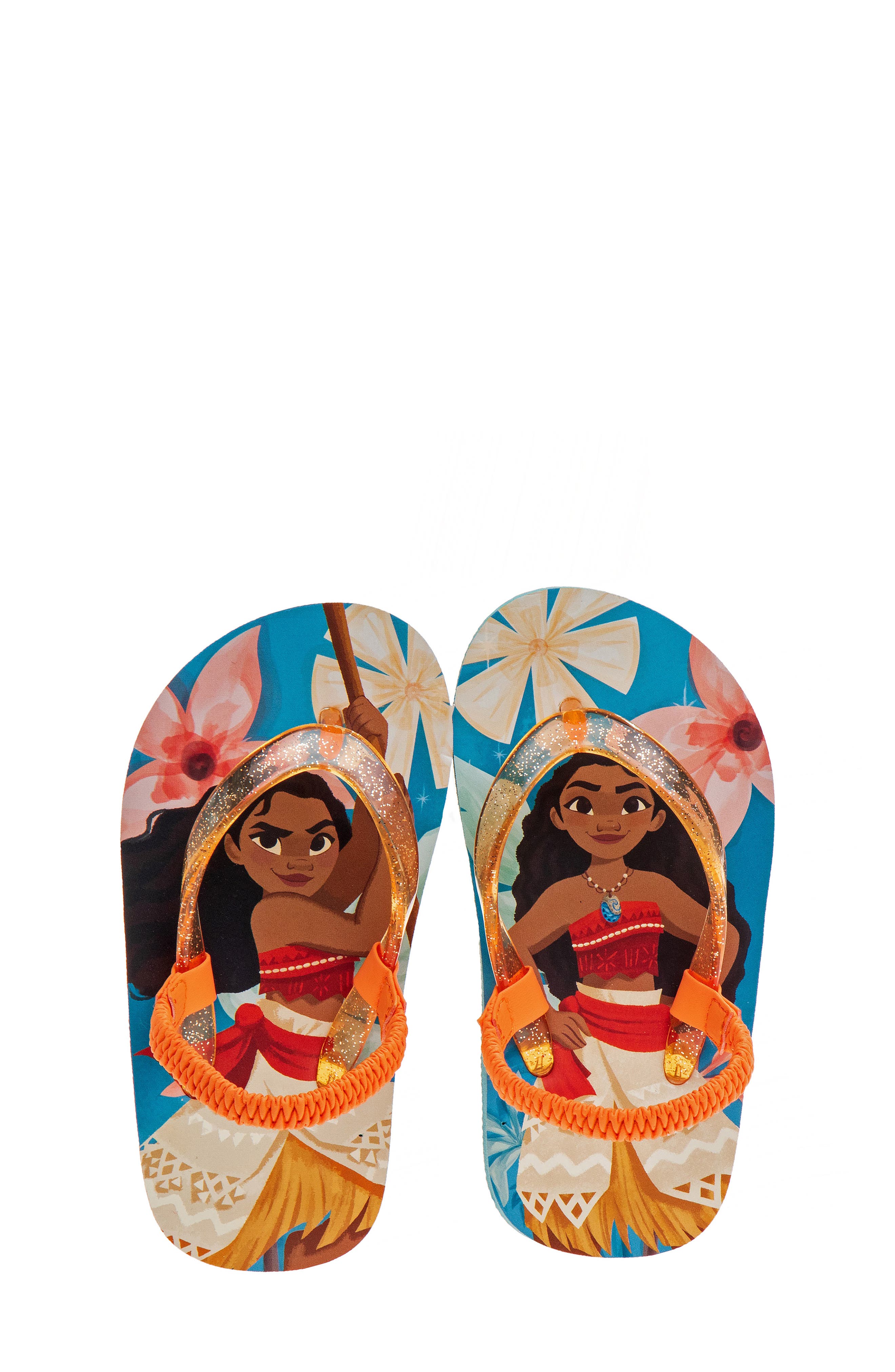 Kids' Moana Slingback Flip Flop Sandal, Alternate, color, BLUE/ORANGE