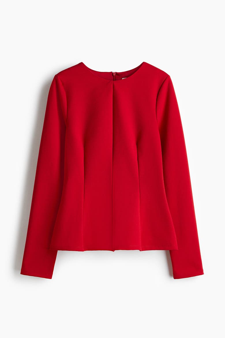 Jersey Peplum Top, Alternate, color, Red