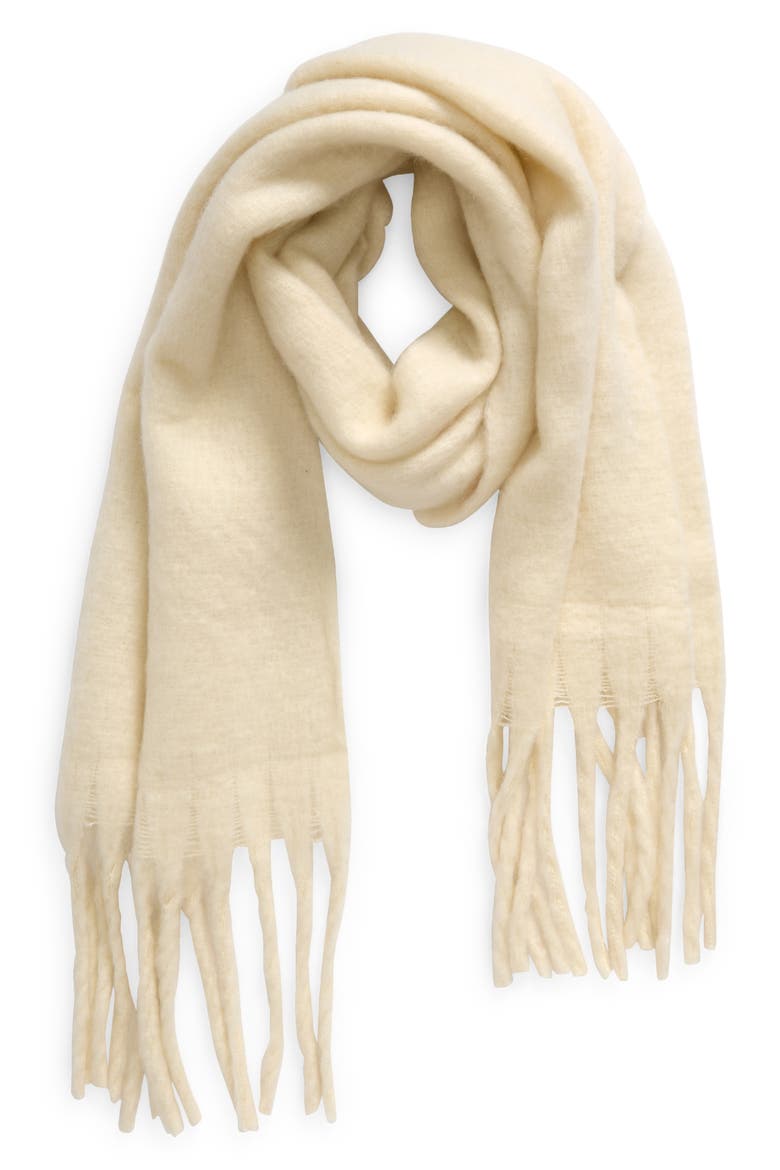 Fringe Blanket Scarf, Alternate, color, IVORY