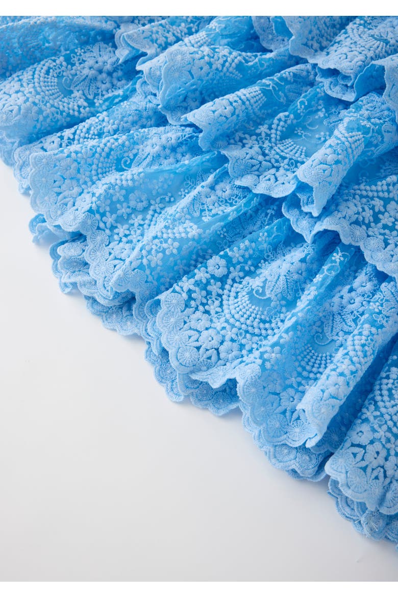 Paloma Lace Frill Mini Dress, Alternate, color, Powder Blue