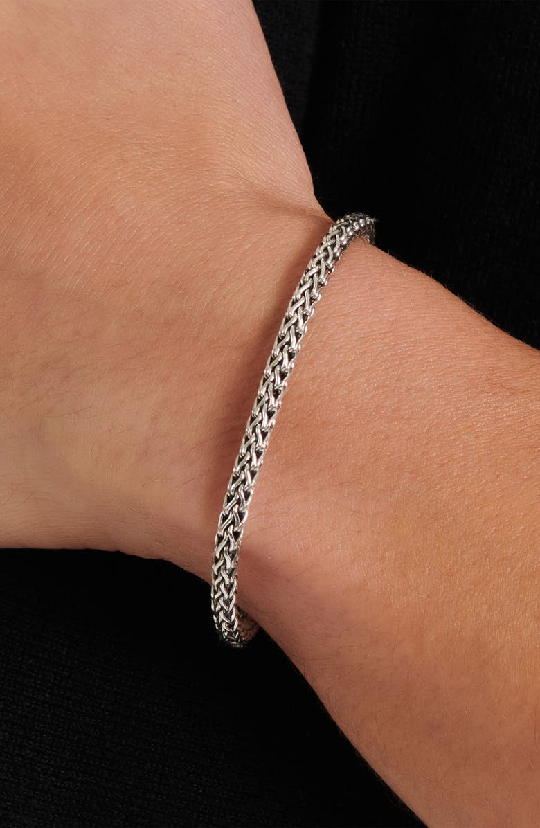 DEVATA Gender Inclusive Sterling Silver Dragon Bone Round 4mm Chain Bracelet, Alternate, color, 