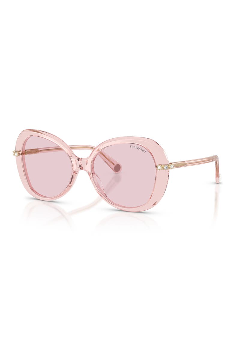 55mm Butterfly Sunglasses, Alternate, color, TRANSPARENT PINK / PHOTO PINK
