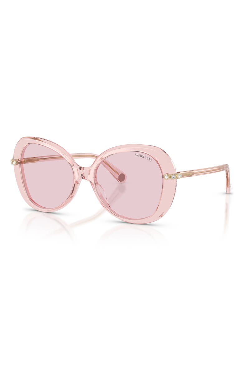 Swarovski 55mm Butterfly Sunglasses, Alternate, color, Transparent Pink / Photo Pink