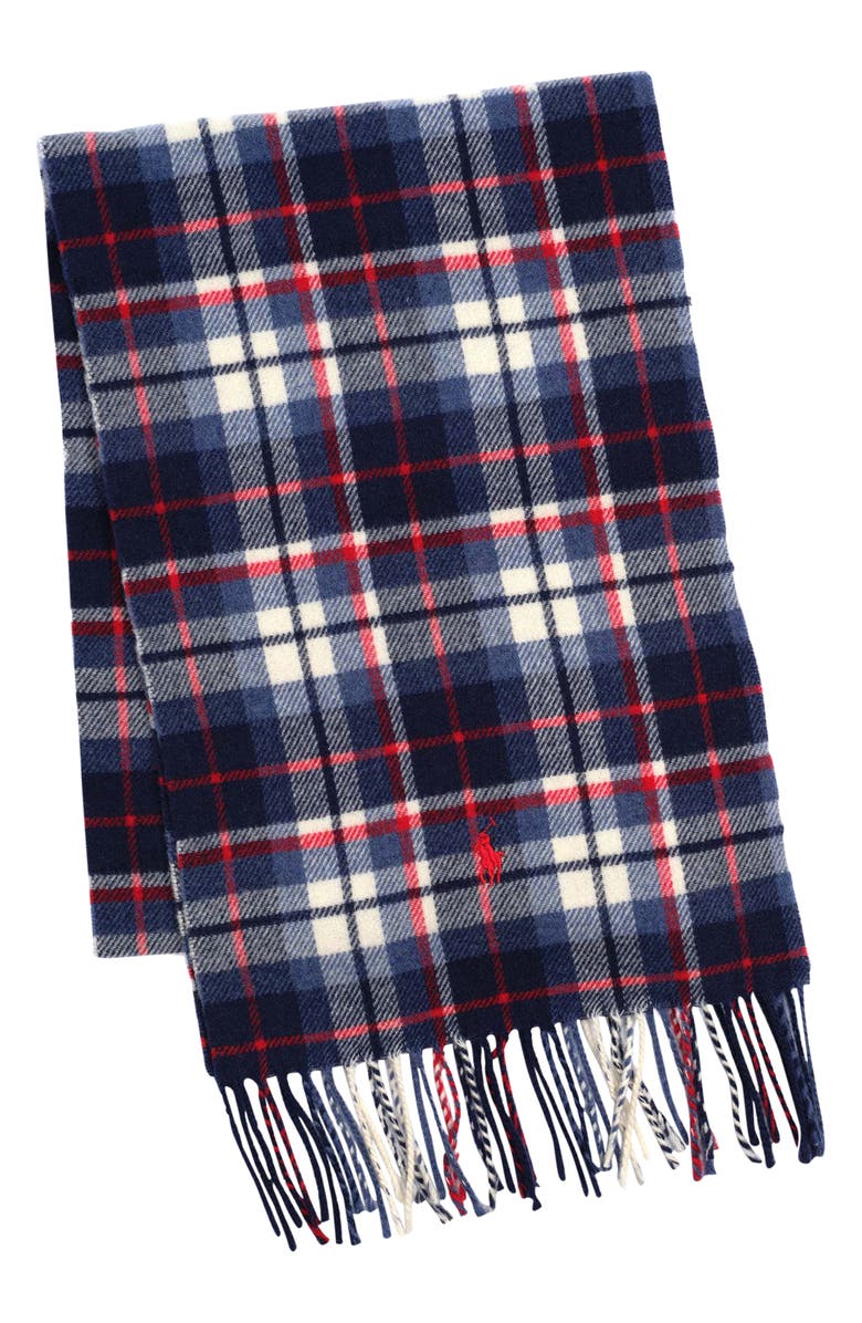 Polo Ralph Lauren Plaid Recycled Wool Blend Scarf, Main, color, 