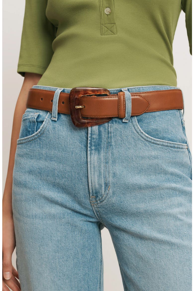 Resin Buckle Leather Belt, Alternate, color, HAZELWOOD