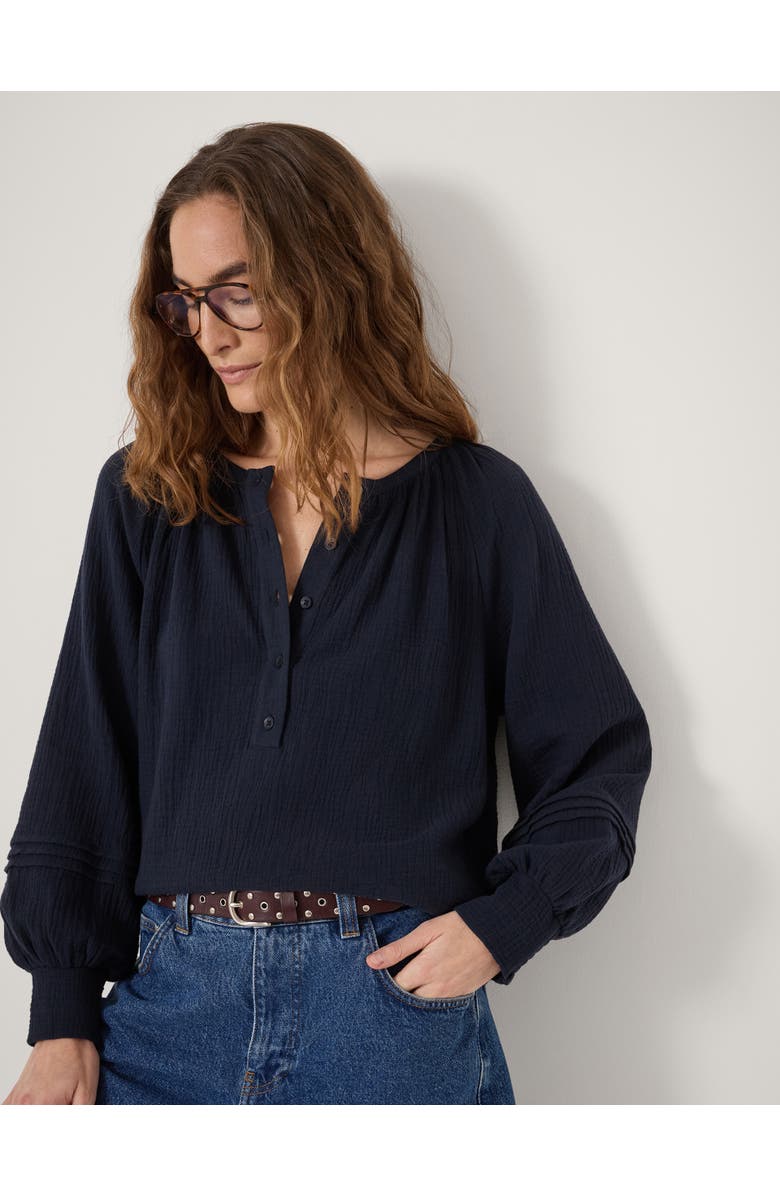 Hush Rhea Cotton Cheesecloth Blouse, Alternate, color, Navy Blue
