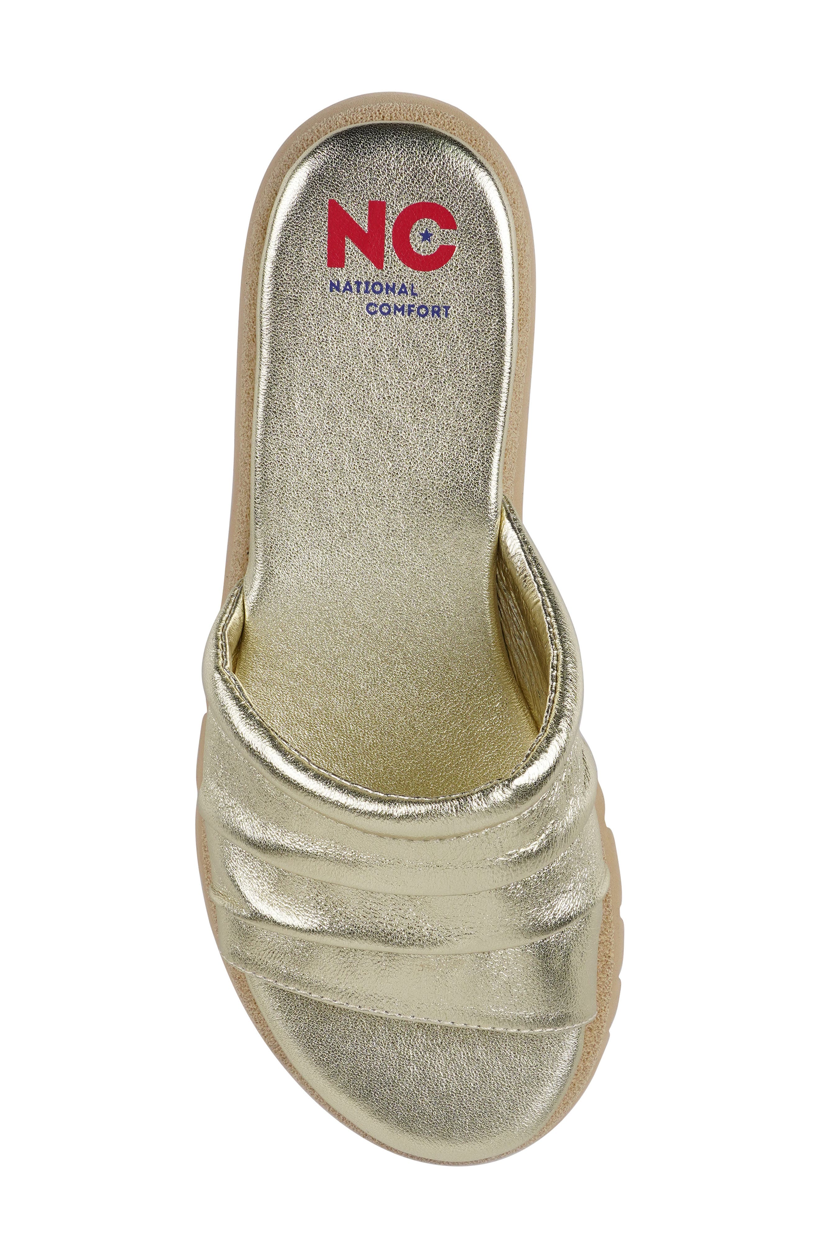 Ferna Platform Slide Sandal, Alternate, color, GOLD LEATHER