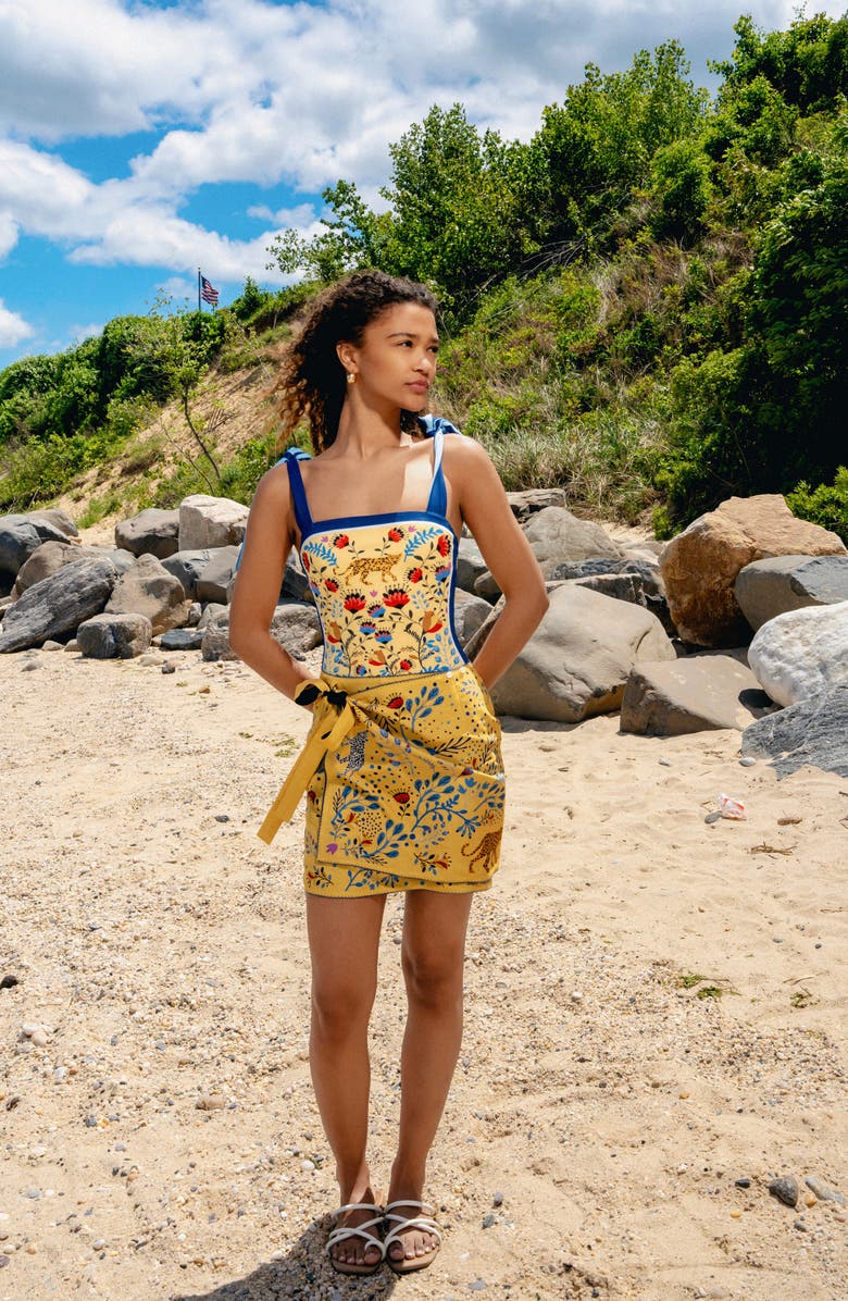 Jessie Zhao New York Swim Cover Up Skirt-Amazon Rainforest, Alternate, color, Blue