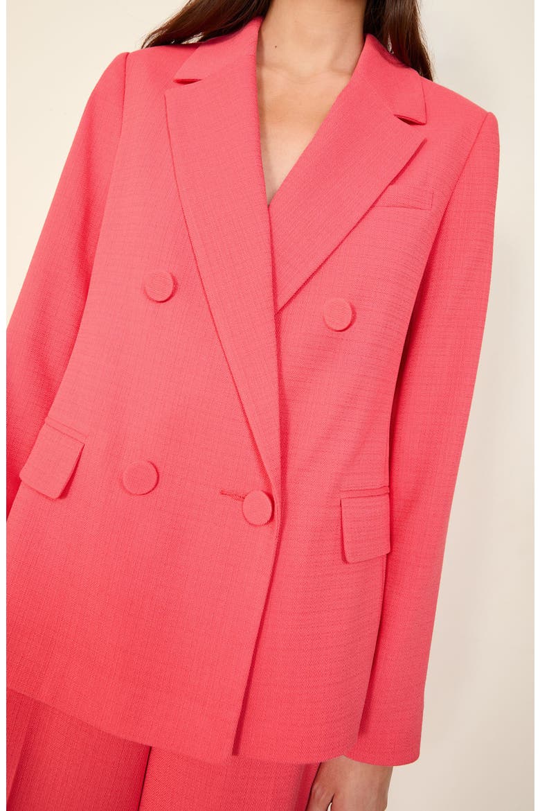 Crosshatch Texture Double Breasted Blazer, Alternate, color, PINK