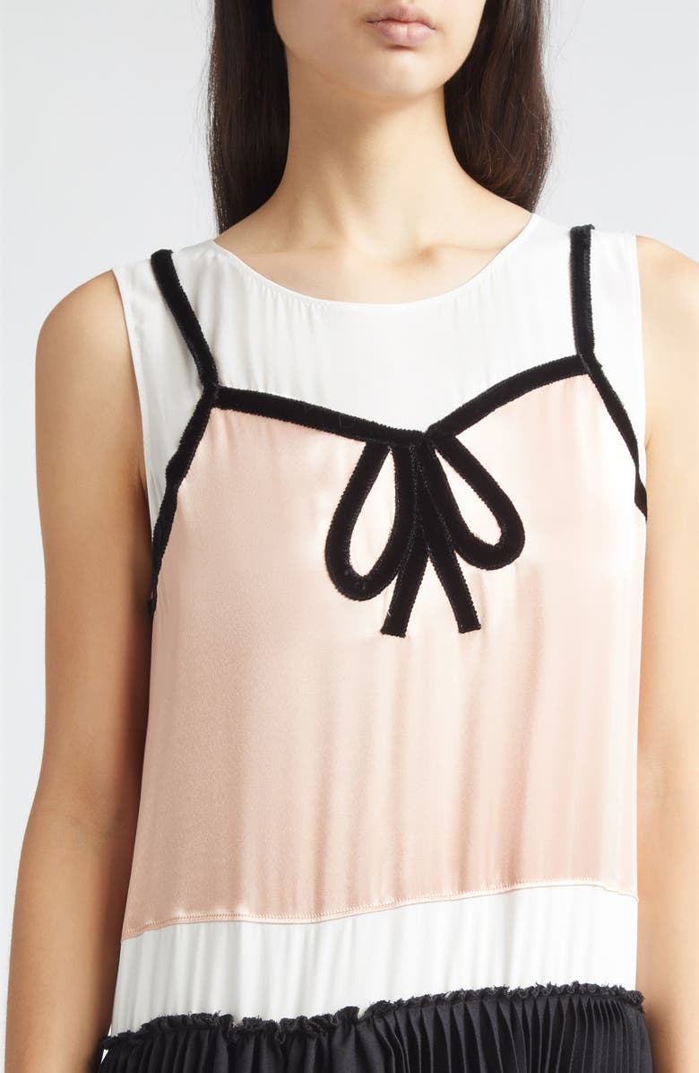 Marni Trompe d'Oeil Satin Midi Dress, Alternate, color, 00N99black