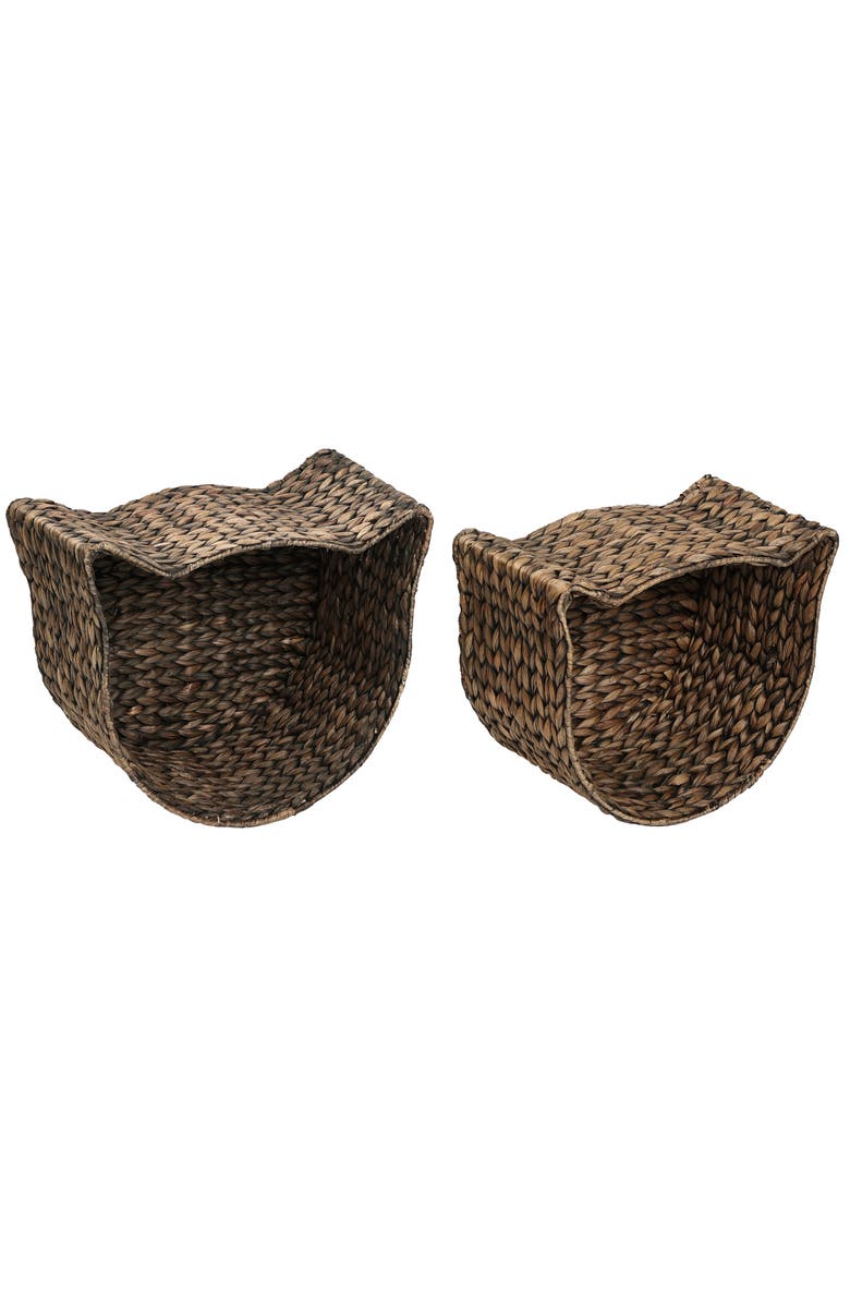 The Licker Store Felix Cat-Shaped Hand Woven Water Hyacinth Nesting Pet Toy Organizer Baskets, Main, color, 