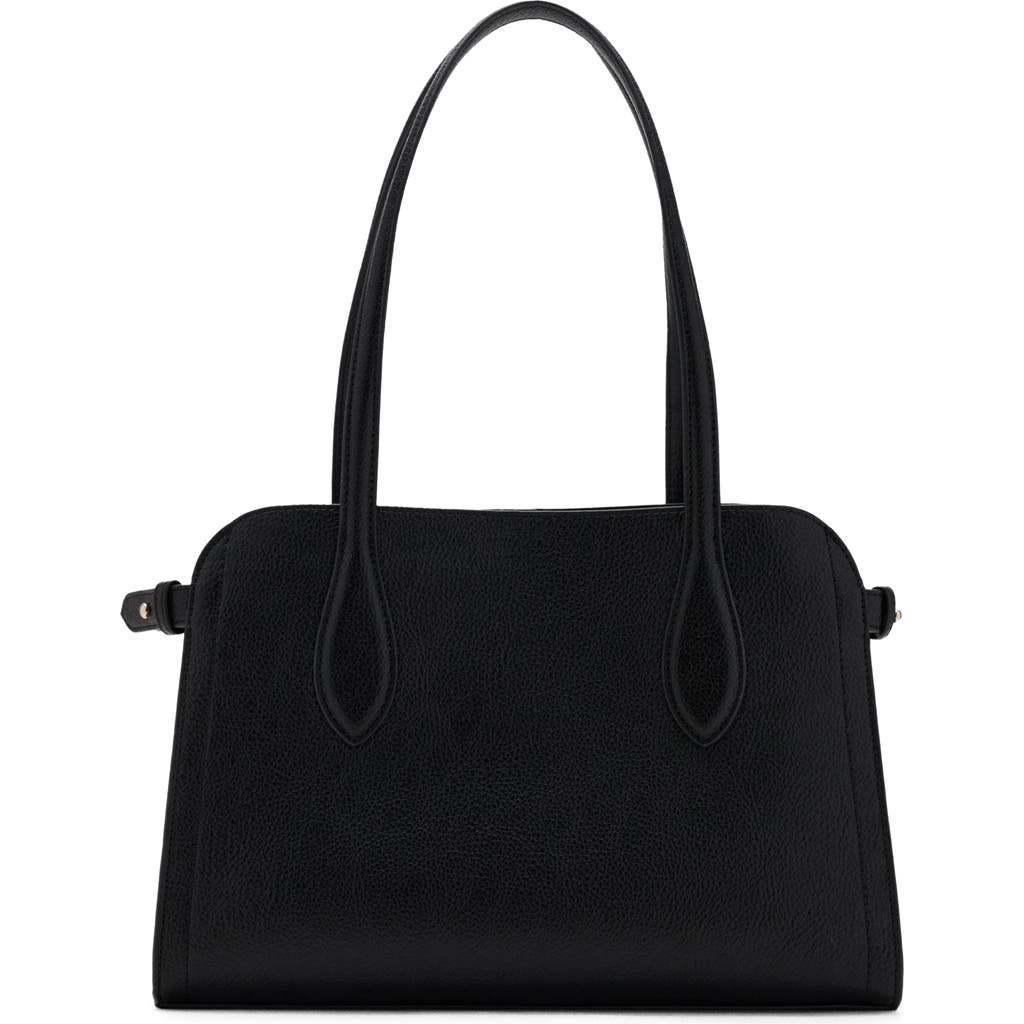Mango Pebbled Faux Leather Top Handle Bag & Pouch In Black