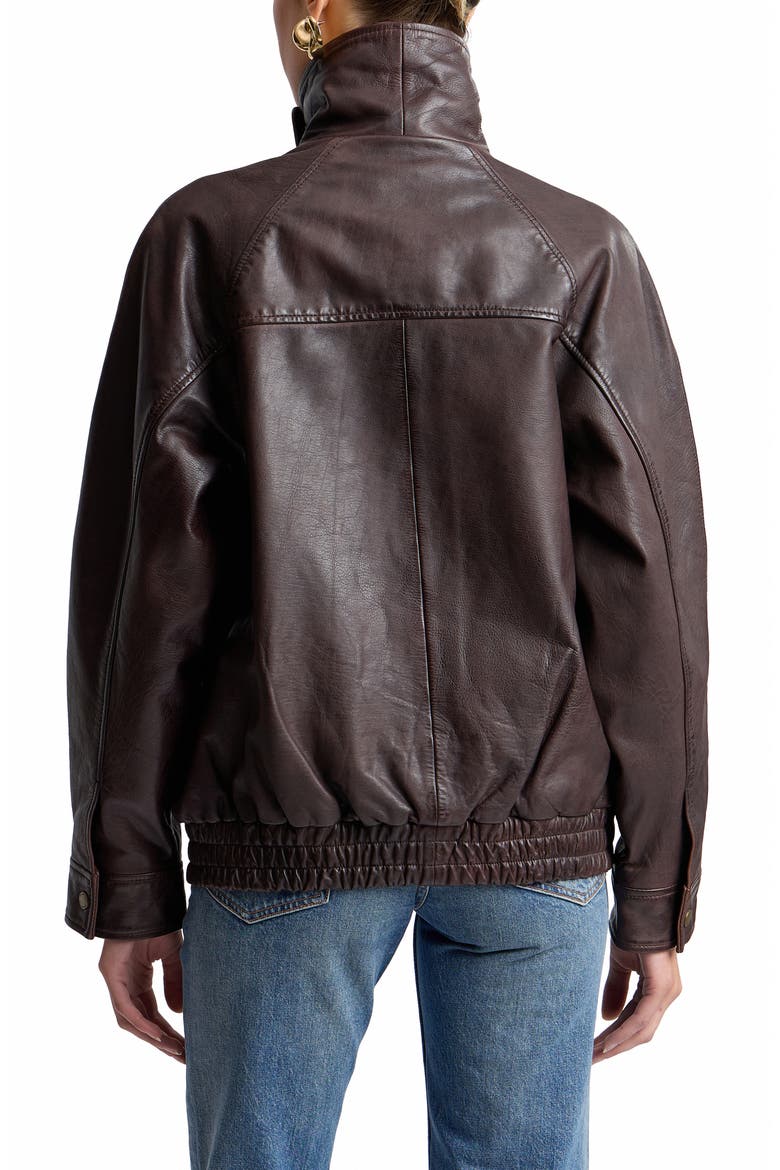 Oversize Leather Bomber Jacket, Alternate, color, PECAN