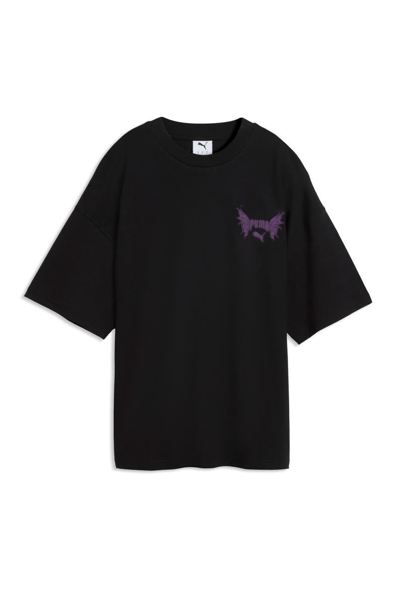 Street Glam Oversize Rhinestone Studded Graphic T-Shirt, Alternate, color, PUMA BLACK