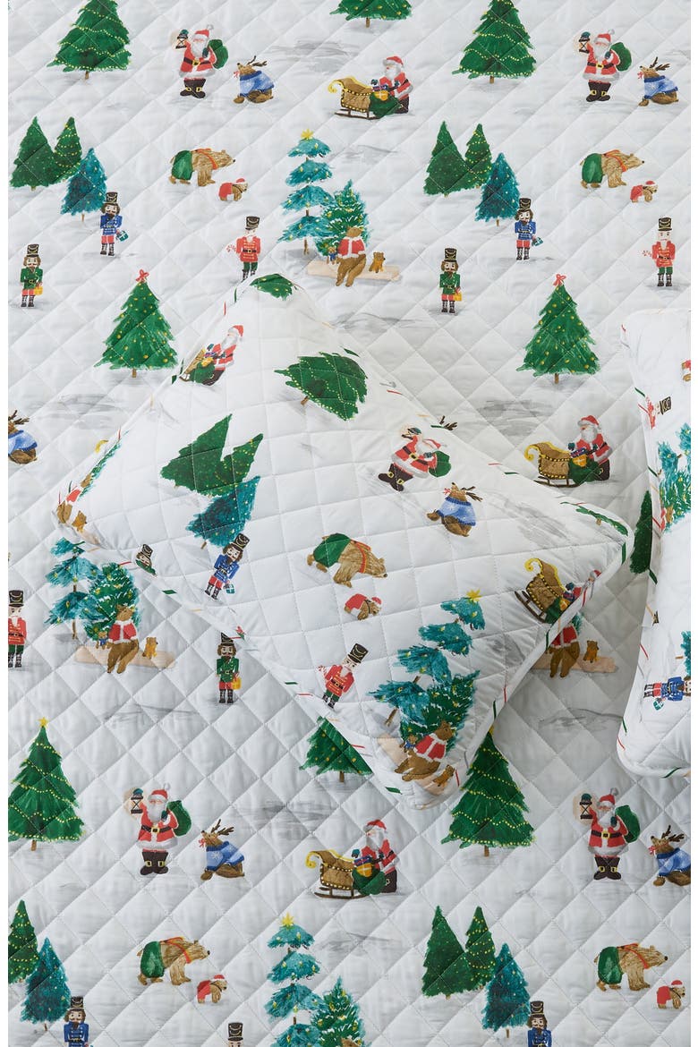 Santa & Friends Reversible Quilt & Sham Set, Alternate, color, WATERCOLOR SANTA