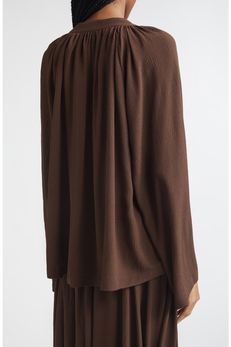 Silk Seersucker Poet Shirt, Alternate, color, ESPRESSO
