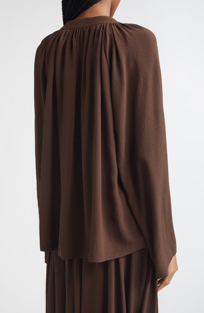 Michael Kors Collection Silk Seersucker Poet Shirt, Alternate, color, Espresso