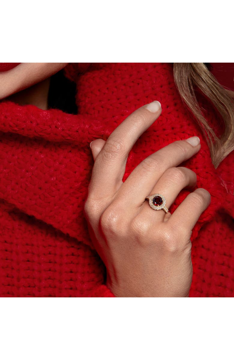 Julianna B. Gemstone & Diamond Halo Ring Yellow-Plated, Alternate, color, Garnet