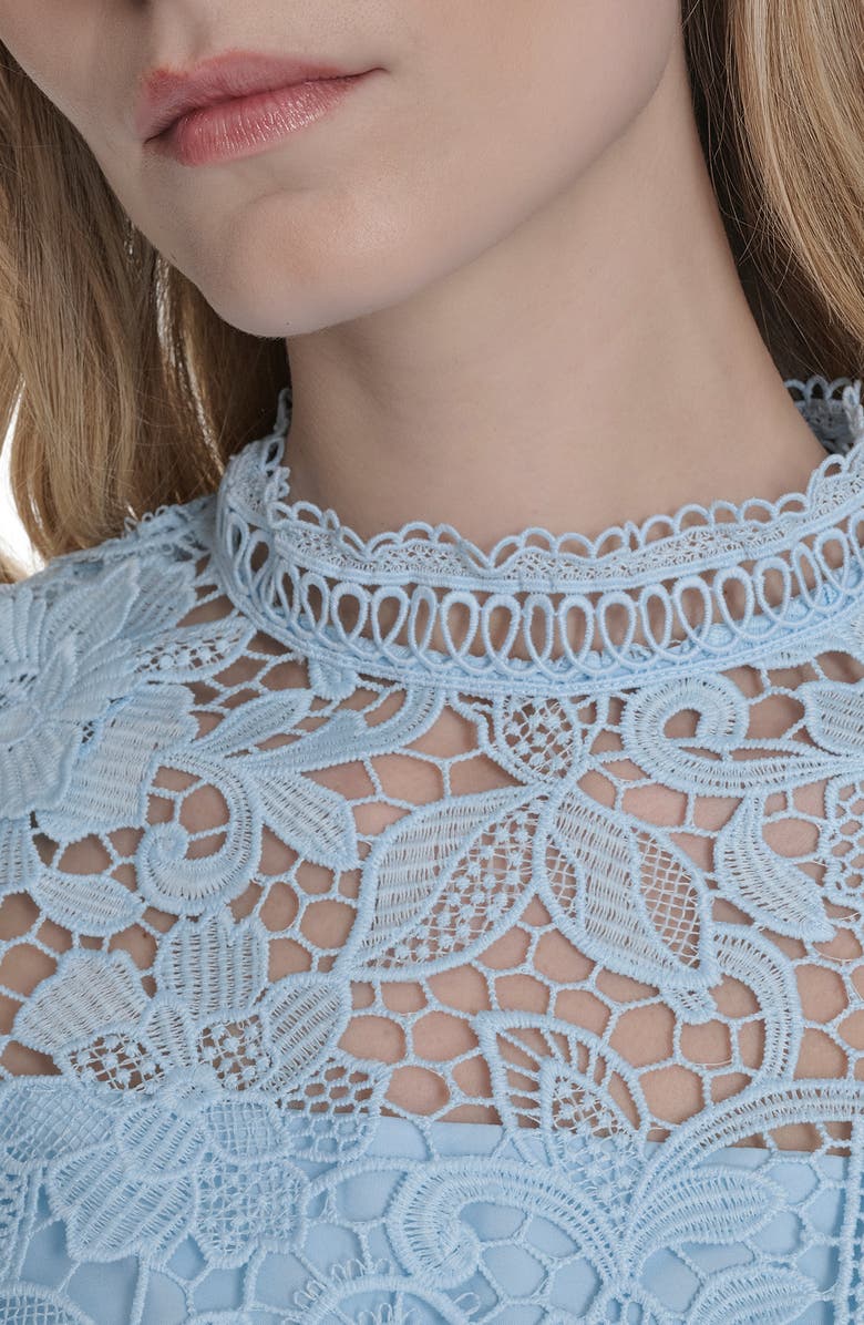 Eliza J Mock Neck Lace Sheath Dress, Alternate, color, 