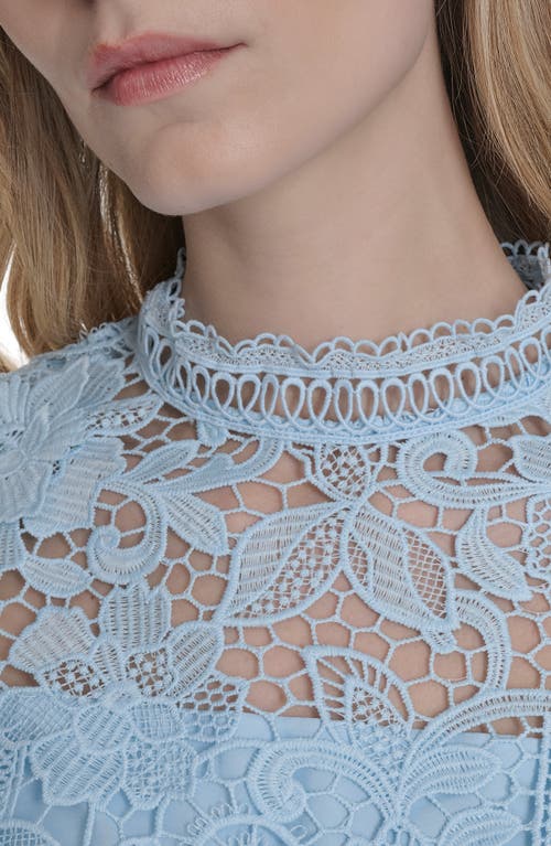 Eliza J Mock Neck Lace Sheath Dress In Blue