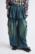 Collina Strada Hazel Skirt Panel Oversize Denim Cargo Pants