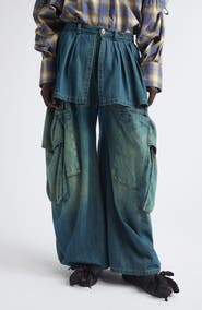 Collina Strada Hazel Skirt Panel Oversize Denim Cargo Pants