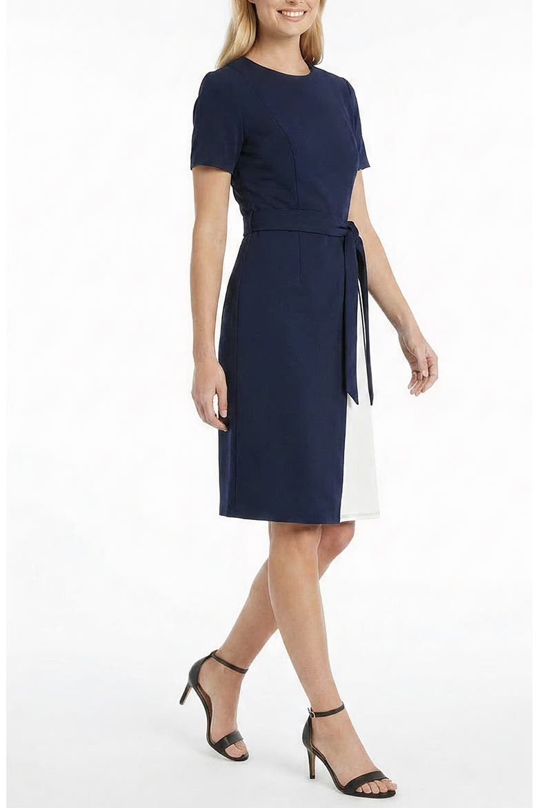 Colorblock Short Sleeve A-Line Dress, Alternate, color, NAVY/ BLAZER