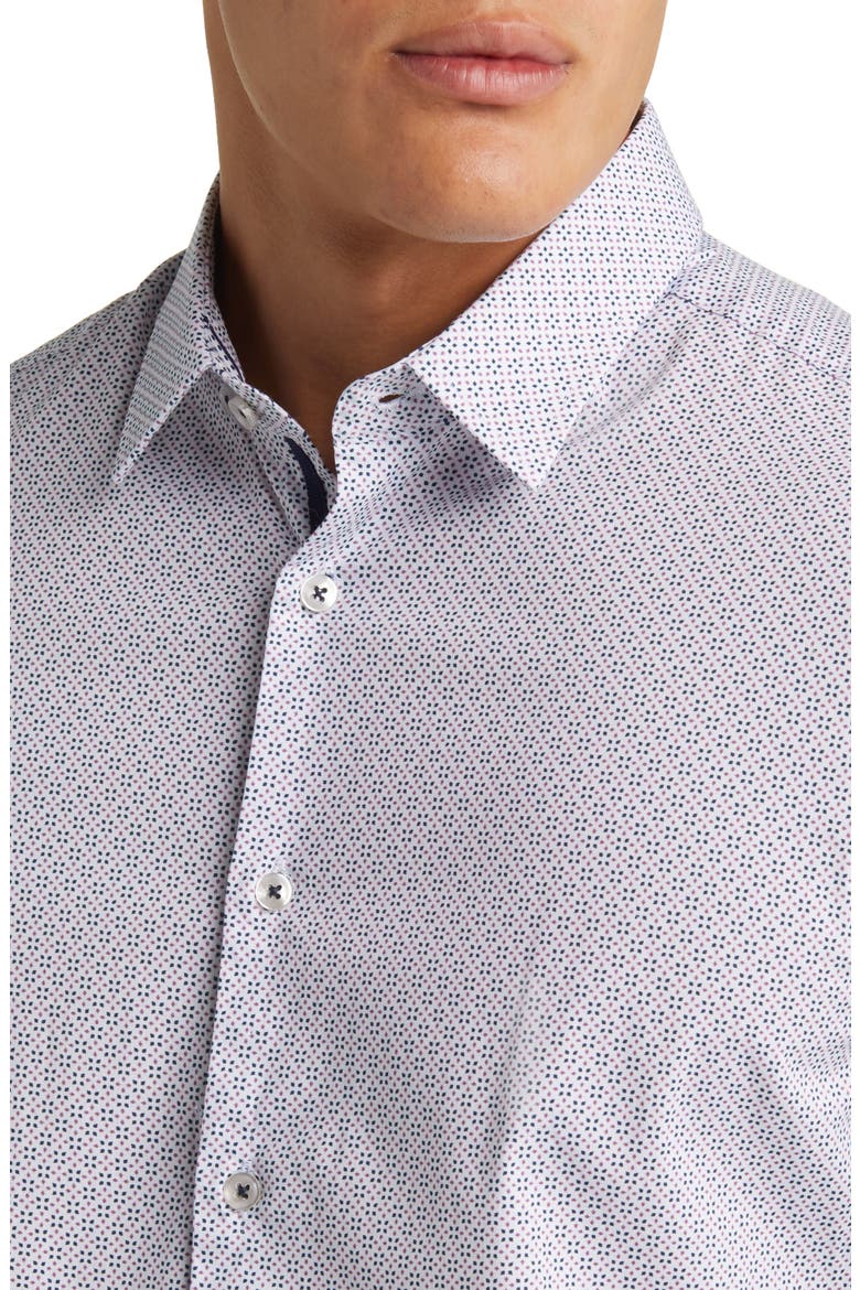 Geometric Print Button-Up Shirt, Alternate, color, WHITE