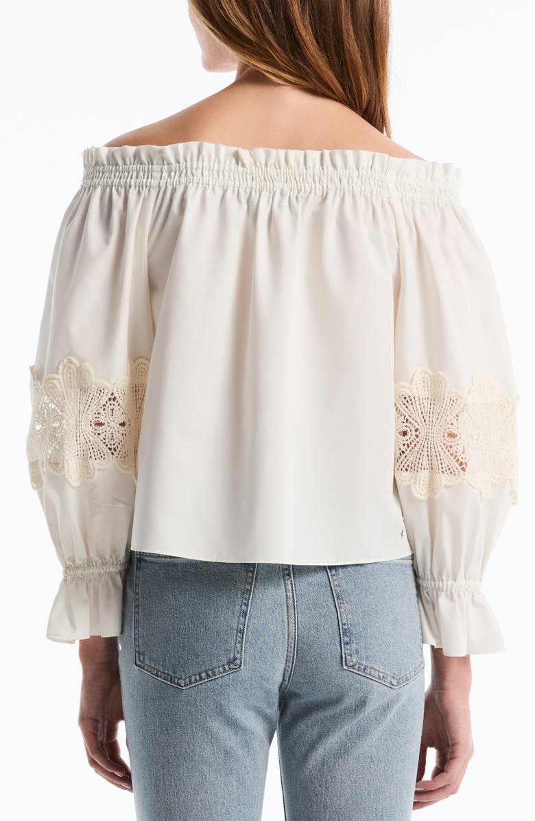 Laundry by Shelli Segal Embroidered Off-the-Shoulder Long Sleeve Top, Alternate, color, Start White