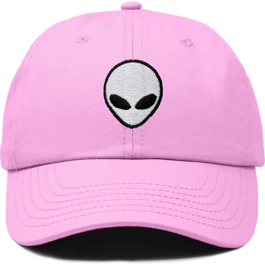Dalix Alien Embroidered Classic Dad Cap In Light Pink