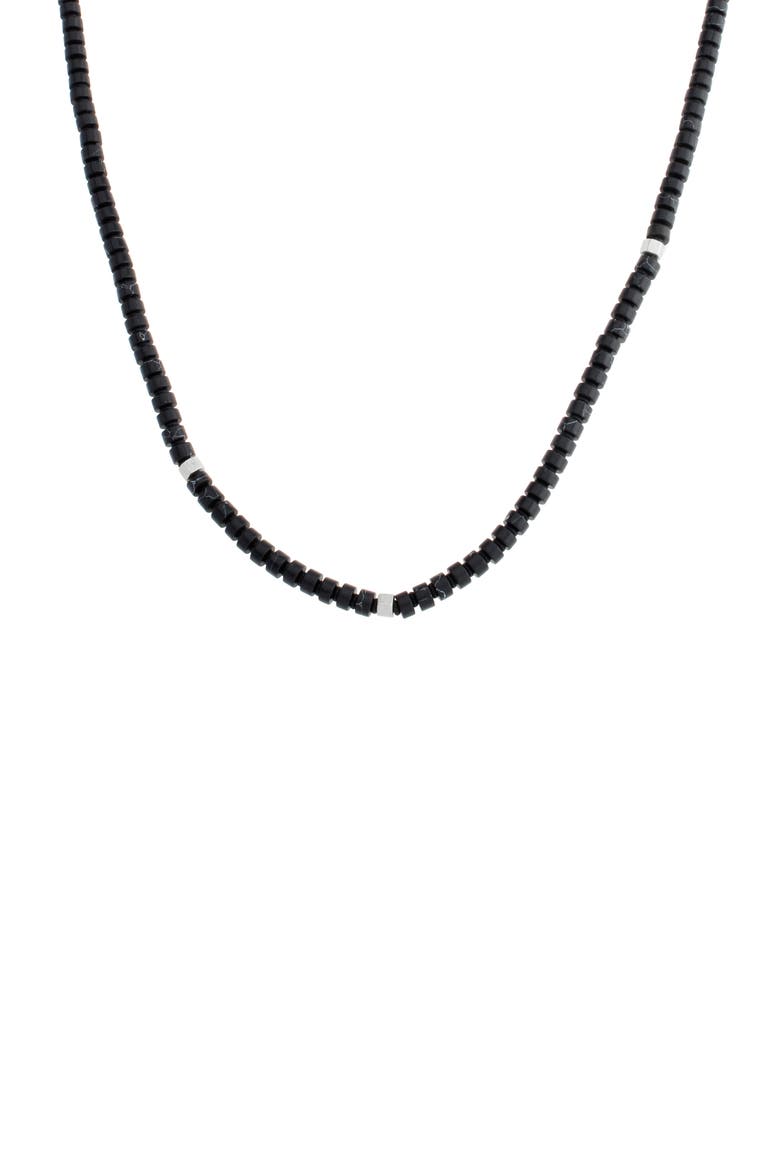 Men's Beaded Collar Necklace, Alternate, color, BLACK/ WARM SILVER