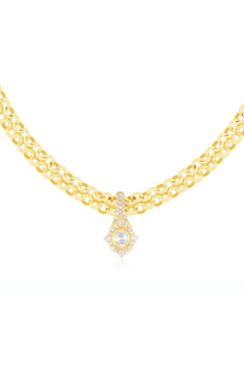 EF Collection Daphne Diamond Pendant Double Chain Necklace, Alternate, color, Gold
