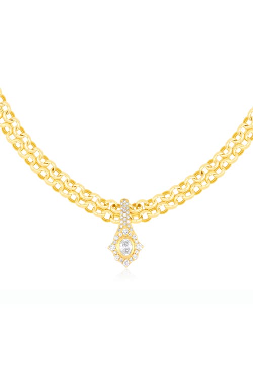 Ef Collection Daphne Diamond Pendant Double Chain Necklace In Gold
