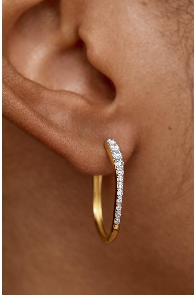 Riva Pavé Lab Grown Diamond Medium Hoop Earrings, Alternate, color, 18K GOLD VERMEIL/ LAB DIAMOND