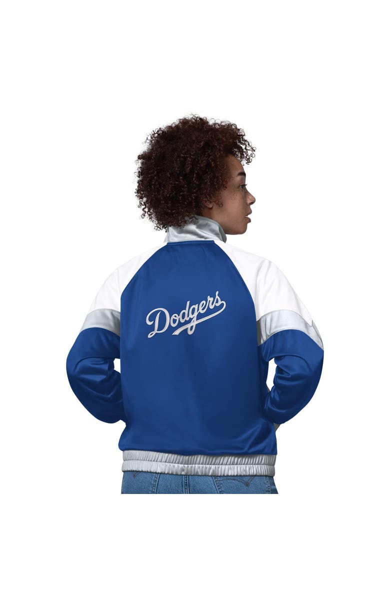 STARTER Women's Starter White/Gray Los Angeles Dodgers Teamwork Raglan Full-Zip Track Jacket, Alternate, color,