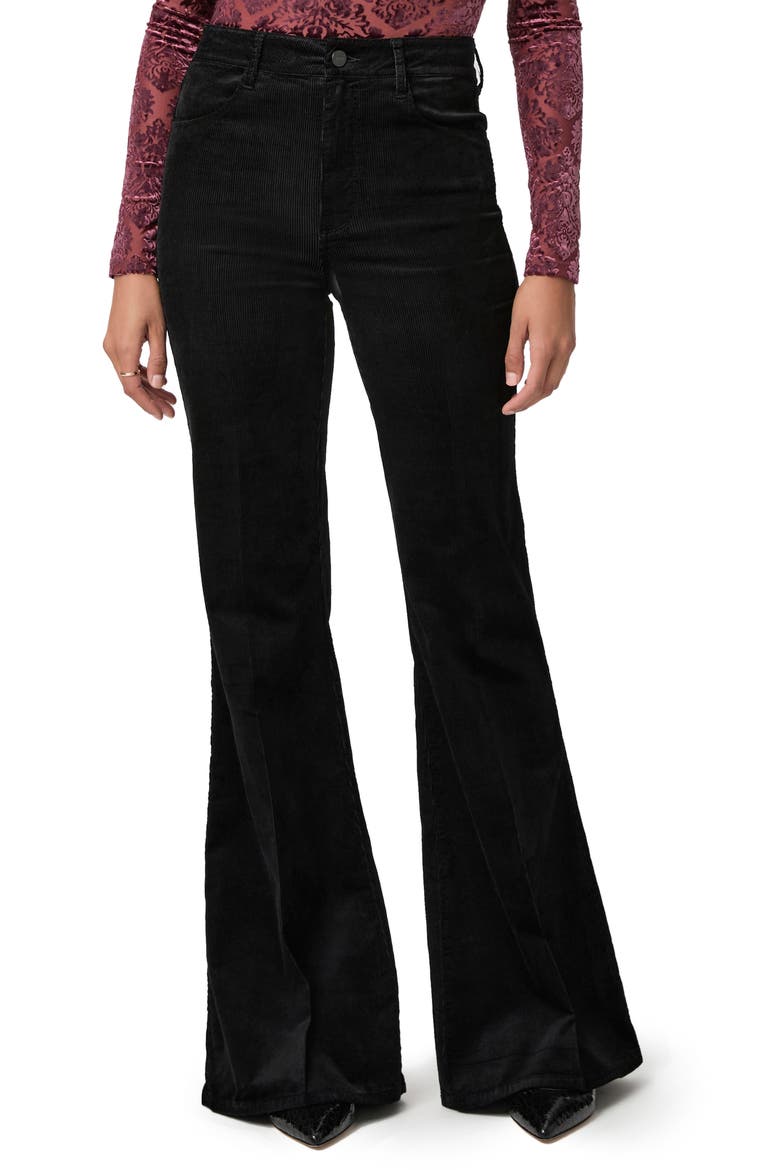 Charlie High Waist Flare Corduroy Pants, Main, color, BLACK