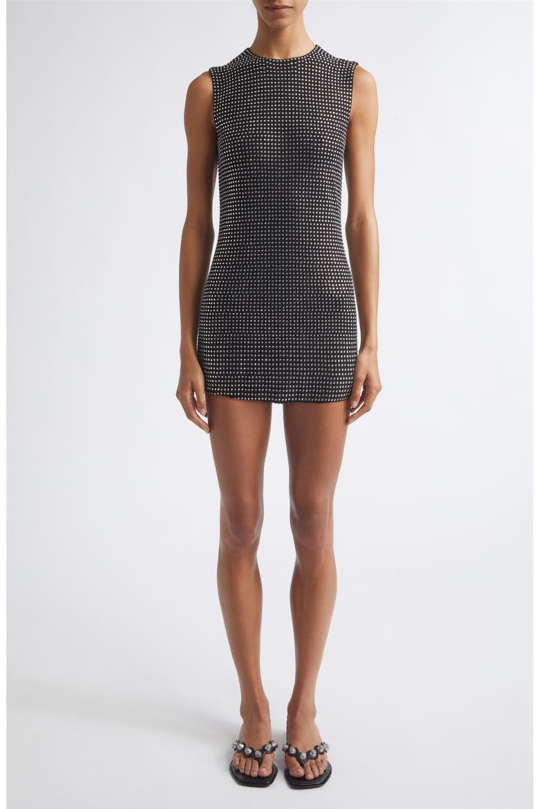 Crystal Embellished Sleeveless Minidress, Main, color, BLACK