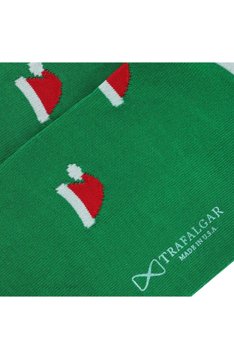 Trafalgar Kringle Santa Hat Over The Calf Christmas Mercerized Cotton Socks, Alternate, color, Green
