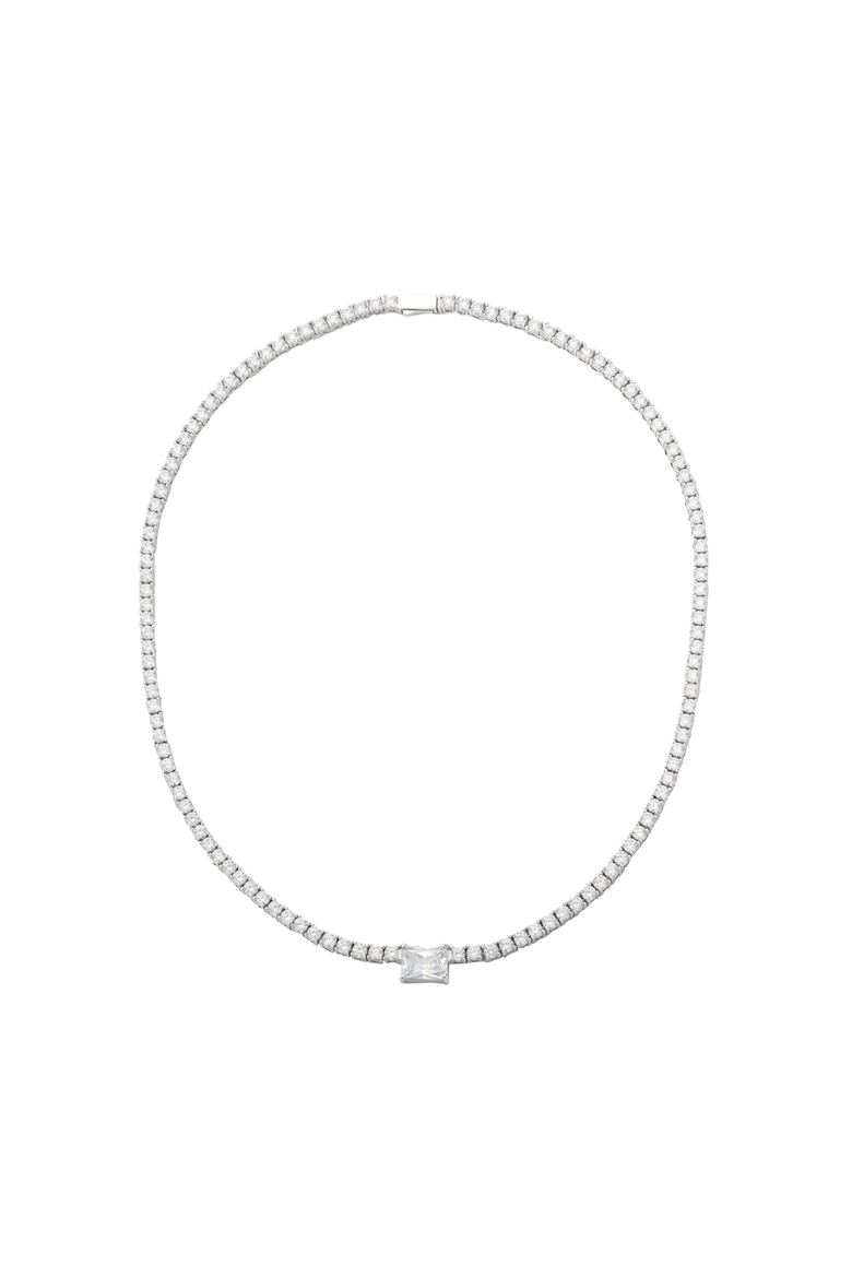 Monaco Crystal Necklace, Main, color, Metallic Silver