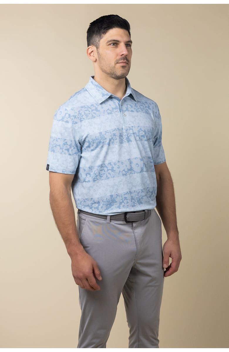 ASHWORTH GOLF Floral Rugby Polo, Alternate, color, Denim