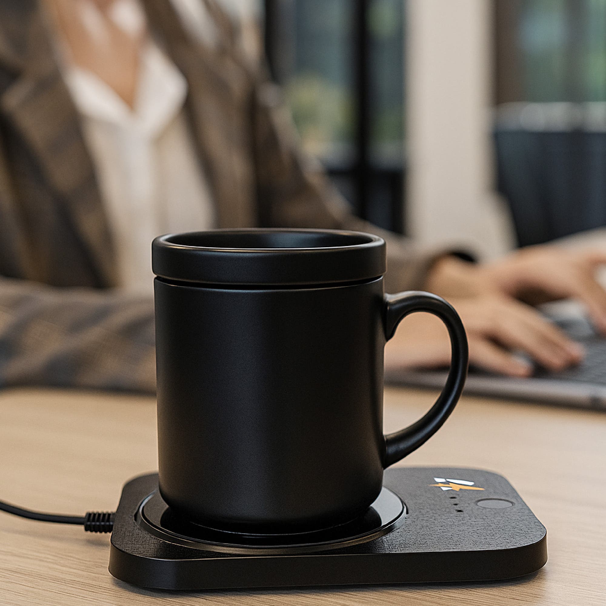 PURSONIC Sip 
Charge 2-in-1 Mug Warmer + 5-in-1 Folding Charging Station, Alternate, color, Black