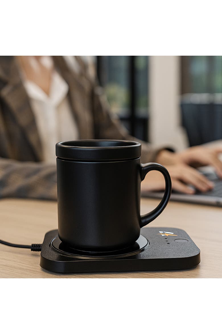 Desk-to-Bedside Power & Comfort Bundle - Sip & Charge 2-in-1 Mug Warmer + 5-in-1 Wireless Charging Alarm Clock Speaker, Alternate, color, Multicolor