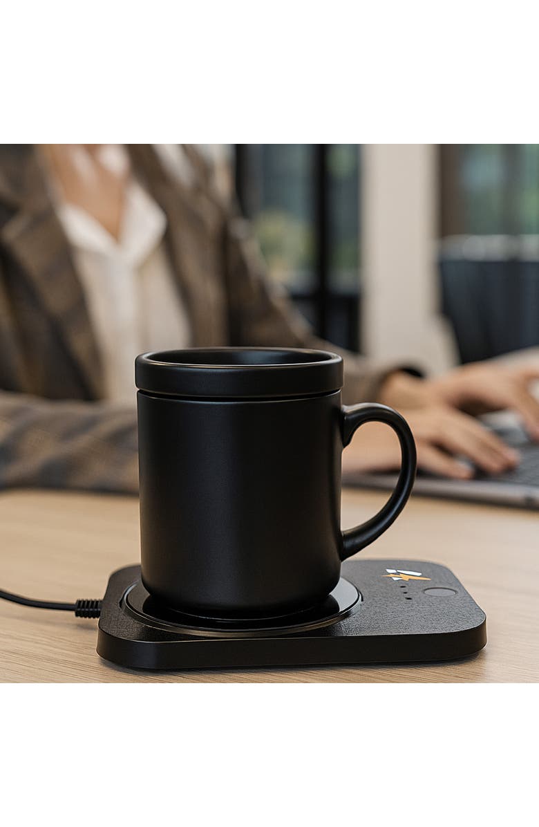 PURSONIC Sip & Charge 2-in-1 Mug Warmer + 5-in-1 Folding Charging Station, Alternate, color, Black
