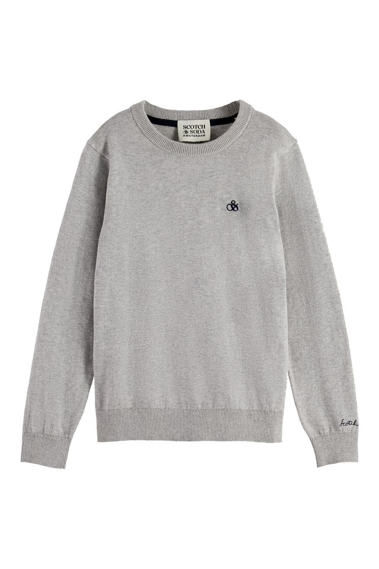 Kids' Regular Fit Cotton Crewneck Sweater, Main, color, GREY MELANGE