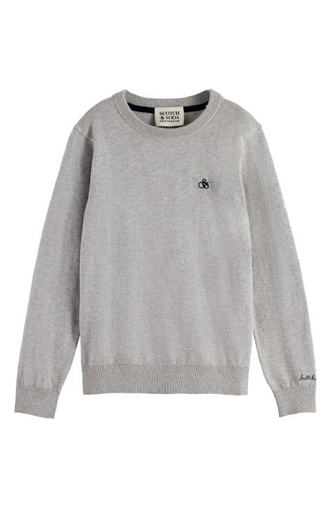 Kids' Regular Fit Cotton Crewneck Sweater (Big Kid)