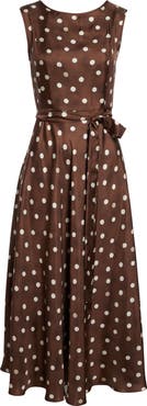 Max Mara Martina Polka Dot Silk Twill Midi Dress